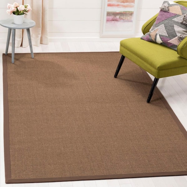 Natural Fiber Brown Doormat 3 ft. x 5 ft. Border Area Rug