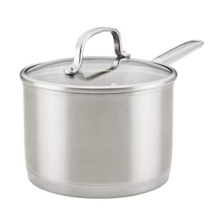 3 qt. 3-Ply Base Stainless Steel Induction Sauce Pan with Lid, 3 qt., Brushed Stainless Steel