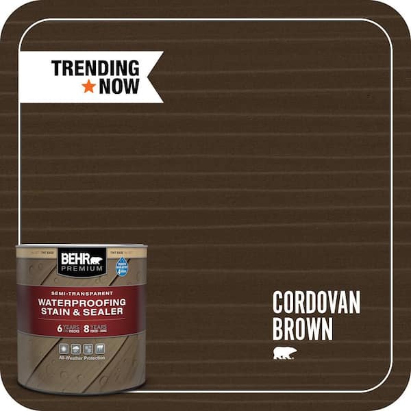 BEHR PREMIUM 1 qt. #ST-104 Cordovan Brown Semi-Transparent Waterproofing Exterior Wood Stain and Sealer