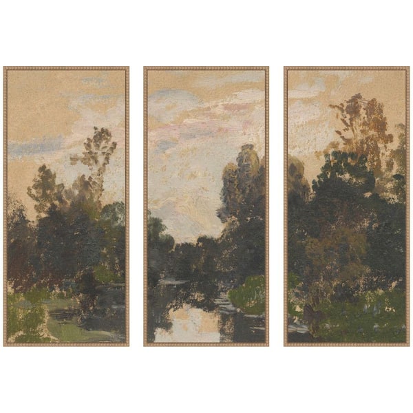 3-Piece Sylvie "Landscape by the River" by Nostalgia Prints Landscape Framed Art Print Set 40 in. x 18 in.