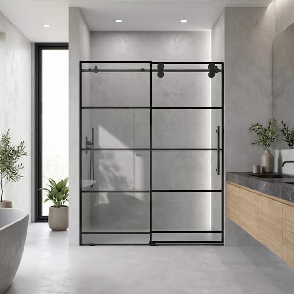 VIGO Elan 56 to 60 in. W x 74 in. H Frameless Grid Sliding Shower