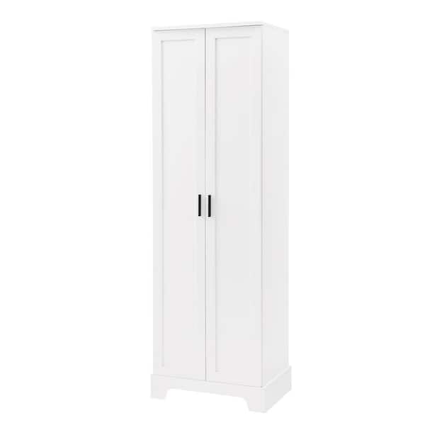 Qualler 16.9 in. W x 23.3 in. D x 71.2 in. H White Wood Linen Cabinet with Adjustable Shelf