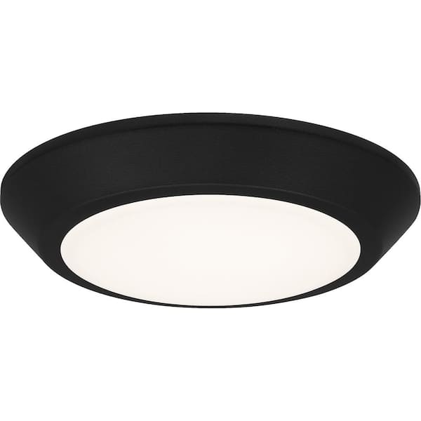 Quoizel Verge 5.5 in. Earth Black LED Flush Mount with White Acrylic Shade