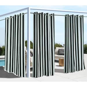 Black Striped Outdoor Grommet Room Darkening Curtain - 50 in. W x 96 in. L