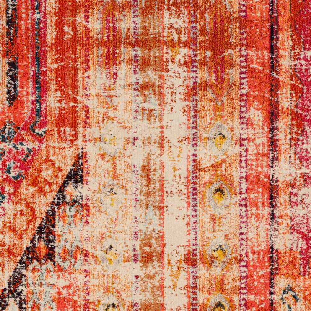 Bohemian-Chic Monaco Orange Multicolor Rectangular Area Rug