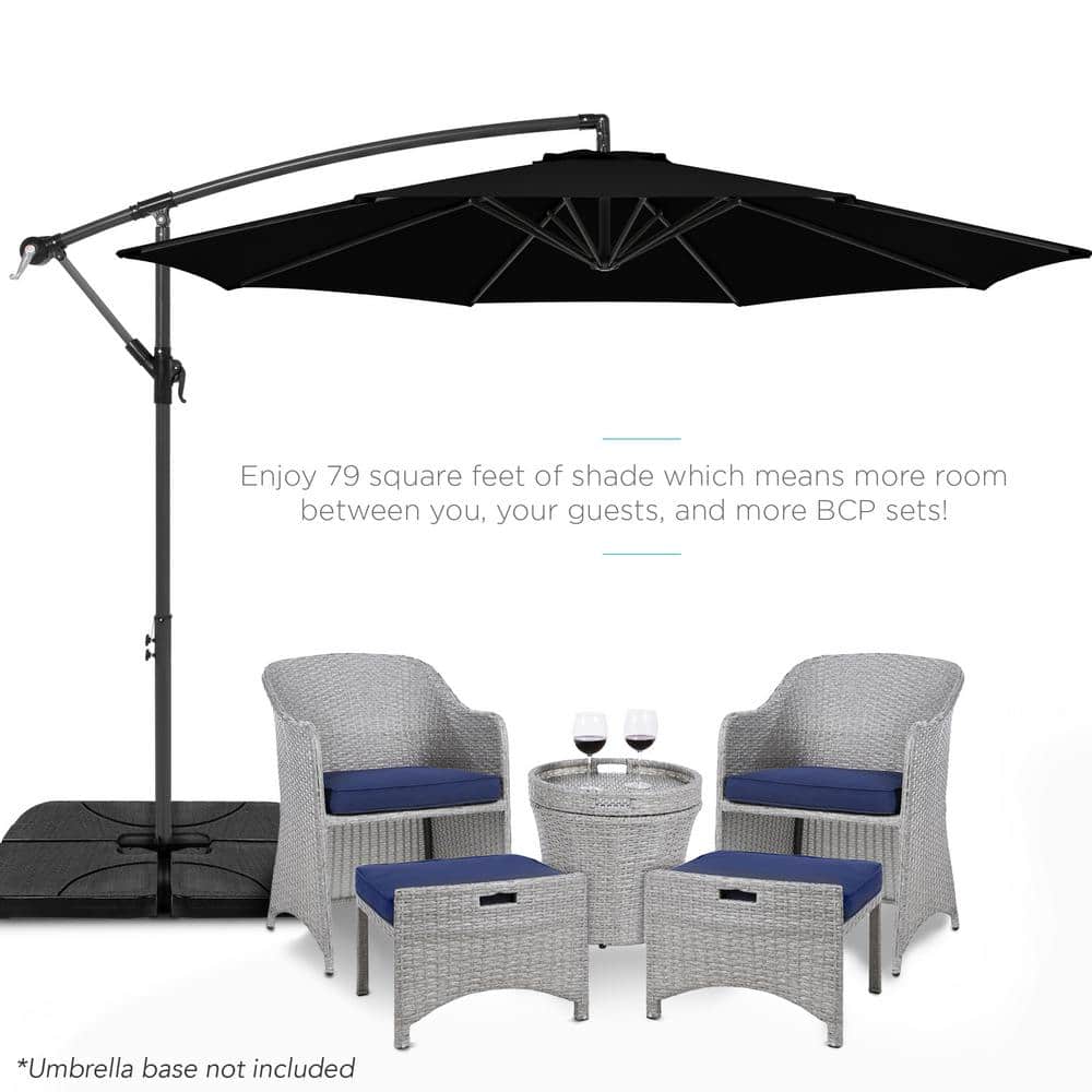 10ft Black Aluminum Offset Hanging Patio Umbrella with Easy Tilt Adjustment