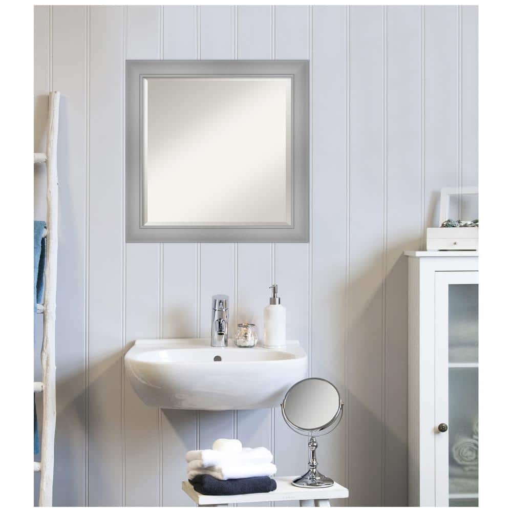 Flair Polished Nickel 24" Square Vanity Mirror with Beveled Edge