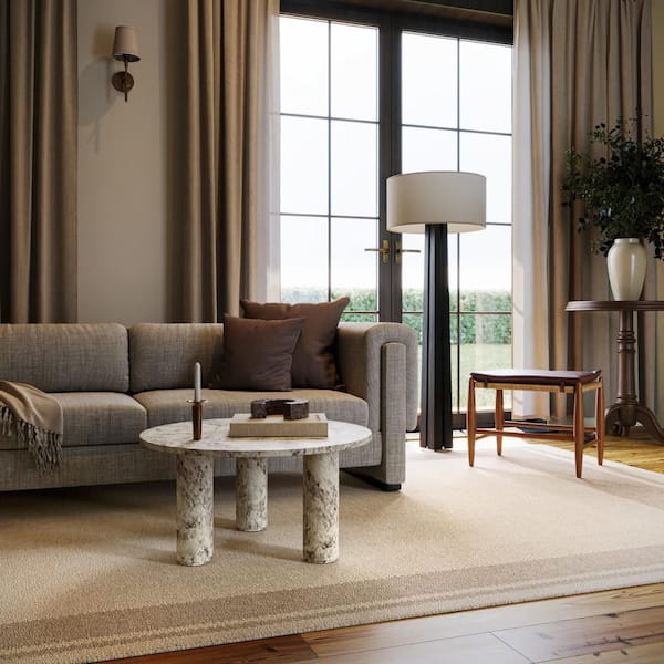 Nate Berkus x Rugs Canon Bordered Wool Cozy Beige 10 ft. x 14 ft. Indoor Area Rug