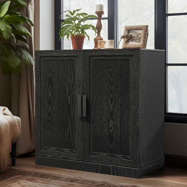 Black 31 in. Accent Cabinet Office Storage Cabinet with 3-Shelves
