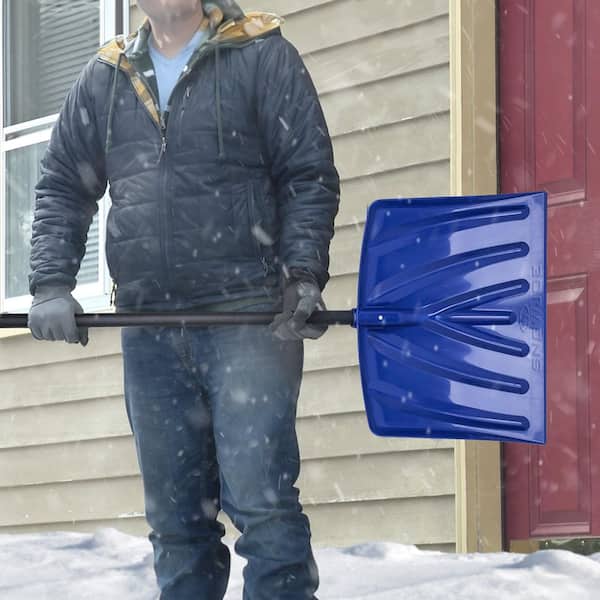 Snow Joe 48 in. Steel Ribbed Handle with Poly Blade Snow Shovel