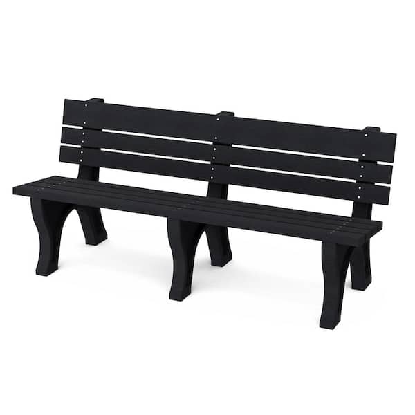 Wildridge Heritage 6 ft. Black HDPE Plastic Outdoor Park Bench
