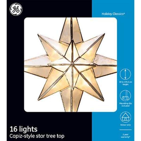 GE - Clear Capiz Bethlehem Star Tree Topper