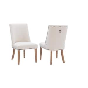 Alessio Natural Linen Like Polyester Upholstered Dining Chair and Natural Legs(Set of 2)