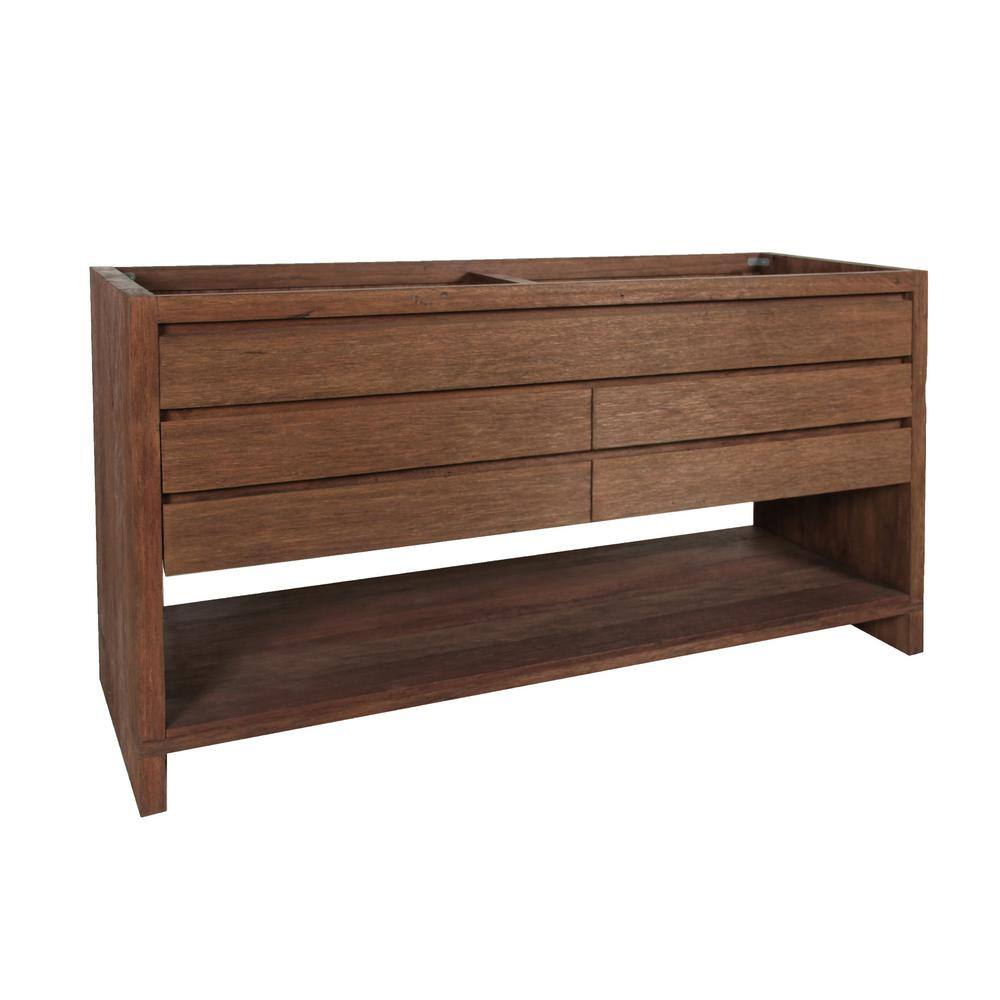 Refined Teak 60" Freestanding Double Vanity Cabinet in Brown Reclaimed Wood