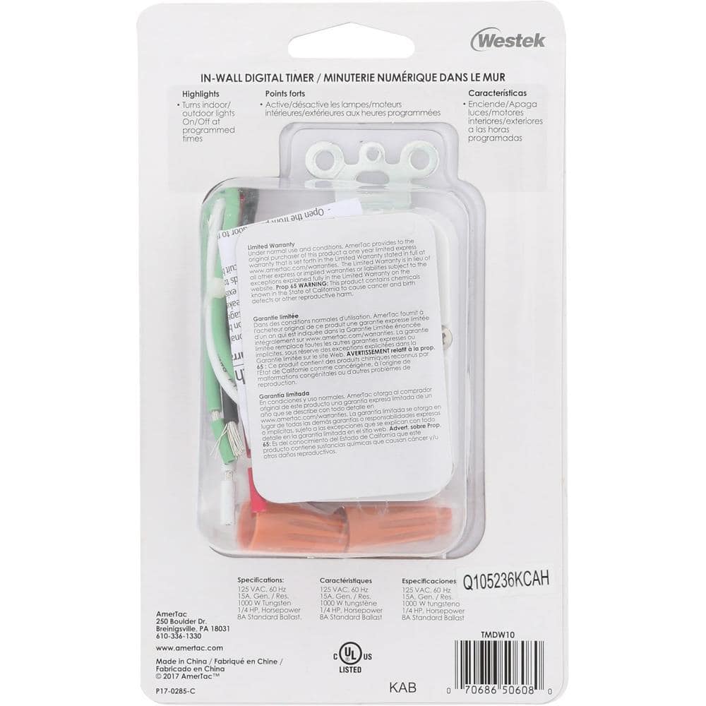 White Digital In-Wall Programmable Timer with LCD Display