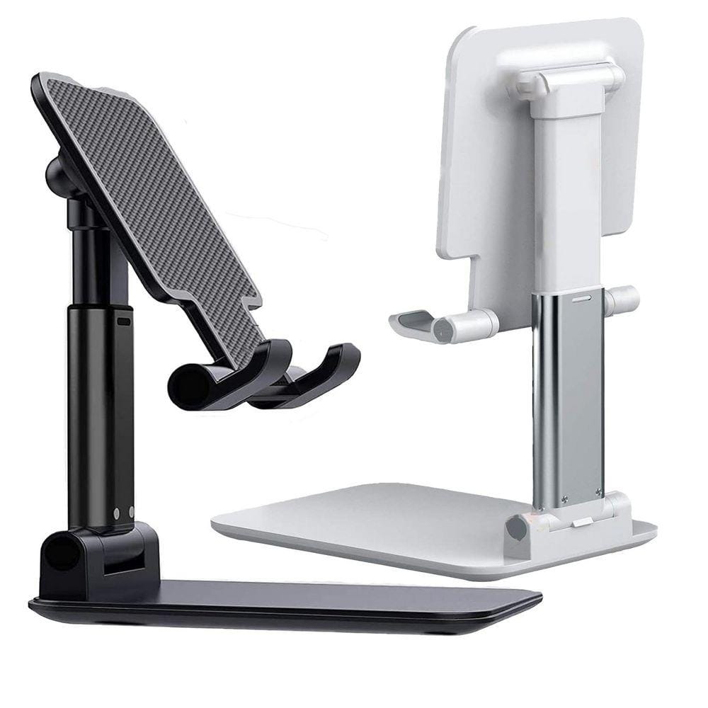 2-Piece Adjustable Angle Height Foldable Portable Cell Phone Stand for Desk Compatible with IPhone Smartphones