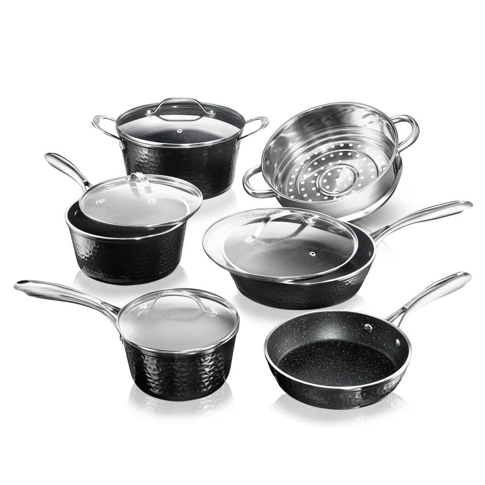 Granitestone Nonstick Pots and Pans Set Cookware Set Knife Set 17Pcs Black  