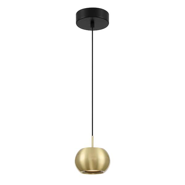 George Kovacs Halo 10-Watt 1-Light Black and Brushed Gold Globe Integrated LED Mini Pendant with Frosted Acrylic Shade