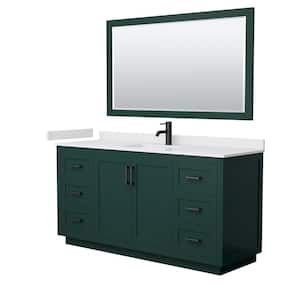 Miranda 66 in. W x 22 in. D x 33.75 in. H Single Sink Bath Vanity in Green with White Cultured Marble Top and Mirror