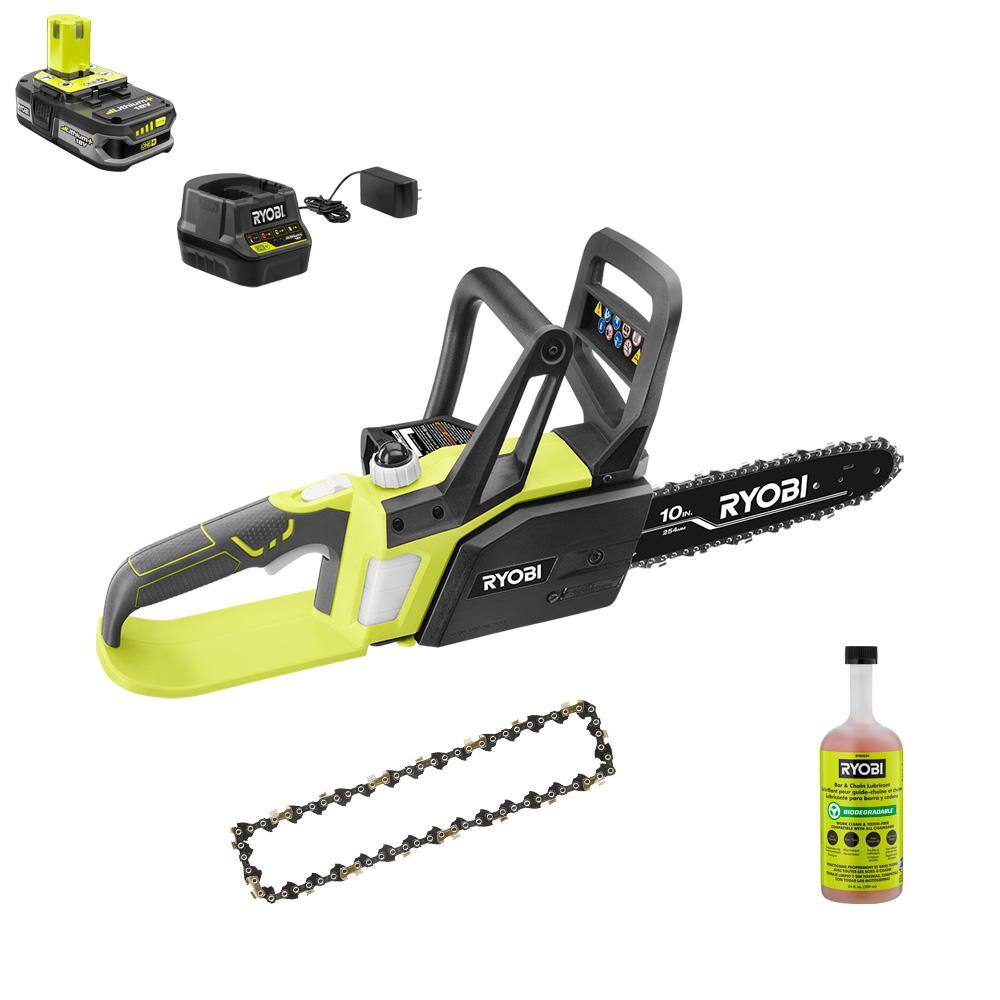RYOBI ONE+ 18V 10 in. Battery Chainsaw with Extra Chain, Biodegradable