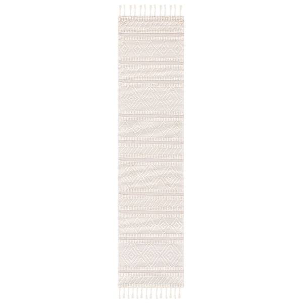 Natura 2 ft. x 9 ft. Ivory/Beige Tribal Runner Rug