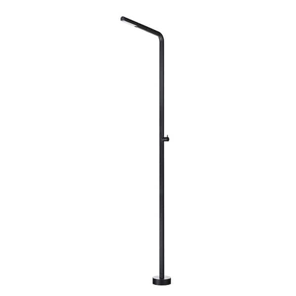 Outdoor Exposed Shower Faucet Single-Handle Freestanding Tub Faucet Floor Mount in Matte Black