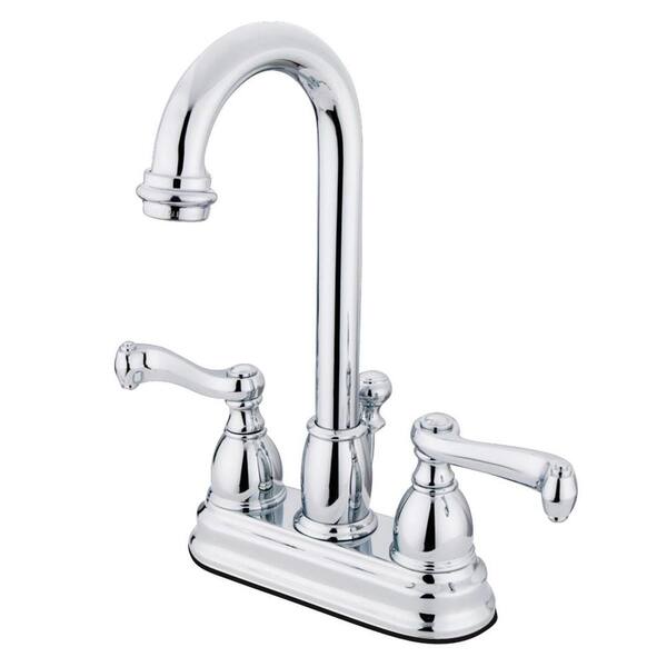 Kingston Brass Royale 4 in. Centerset 2-Handle Bathroom Faucet with Plastic Pop-Up in Polished Chrome