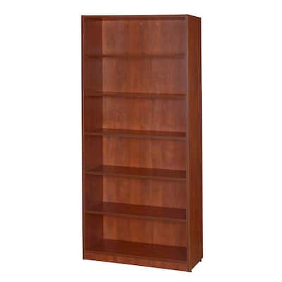 Magons 71 in. Cherry Wood 6-shelf Standard Bookcase with Adjustable Shelves