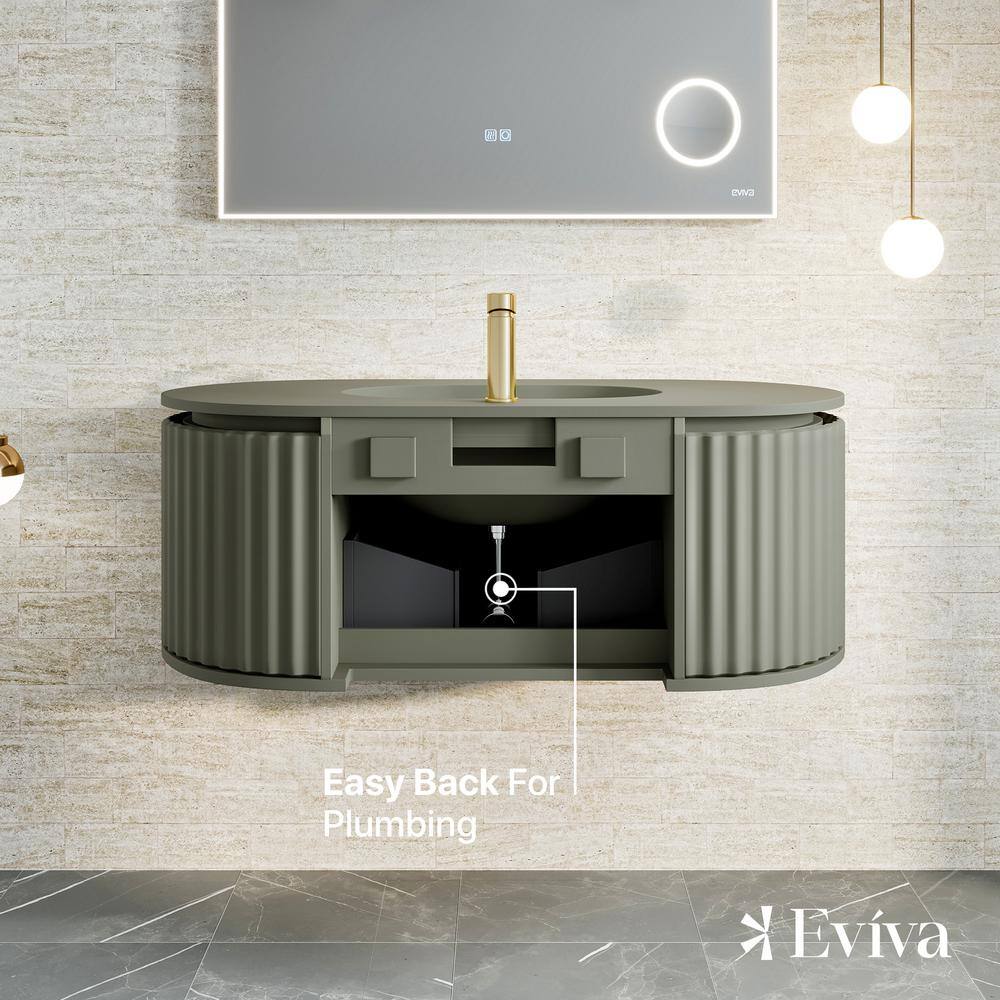 Eviva Haven 39" Green Wall-Mounted Bathroom Vanity with Solid Surface Top