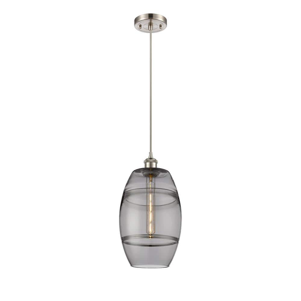 Vaz 100-Watt 1-Light Brushed Satin Nickel Standard Mini Pendant Light with Painted Glass Shade, No Bulbs Included price history on PriceWatchPro