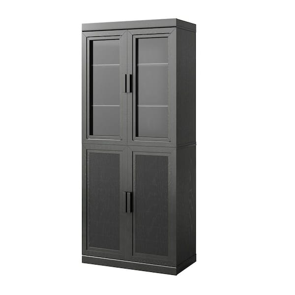 Black Wood 31 in. W x 72 in. H Classic Kitchen Pantry Cabinet with Doors and Adjustable Shelves