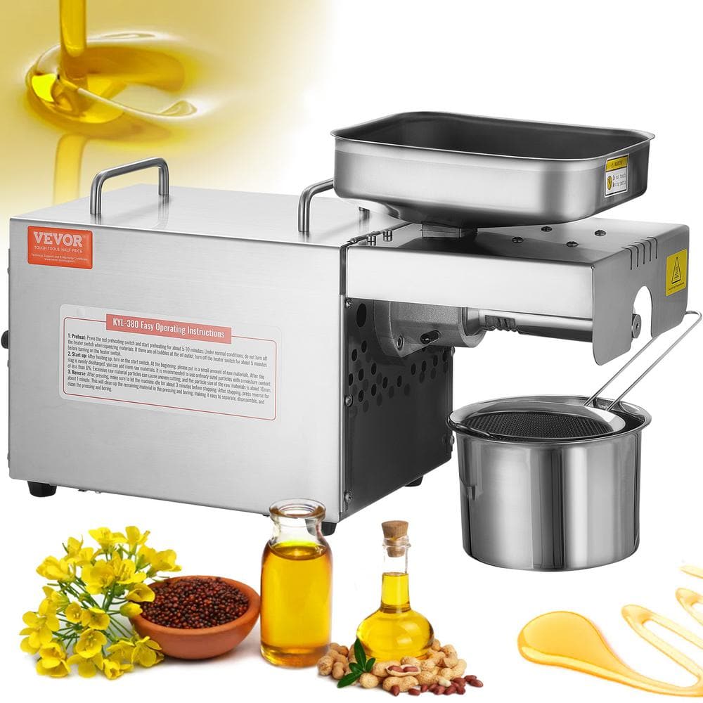 700-Watt Electric Oil Press Machine, Stainless Steel Oil Extractor, 140Â°C Constant Temperature, Hot Press Oil Expeller