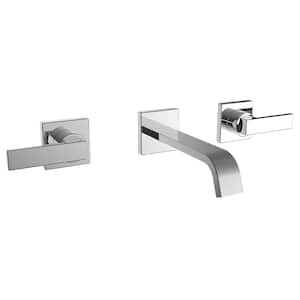 Lura 2-Handle Wall Mount Bathroom Faucet with Lever Handles in Polished Chrome
