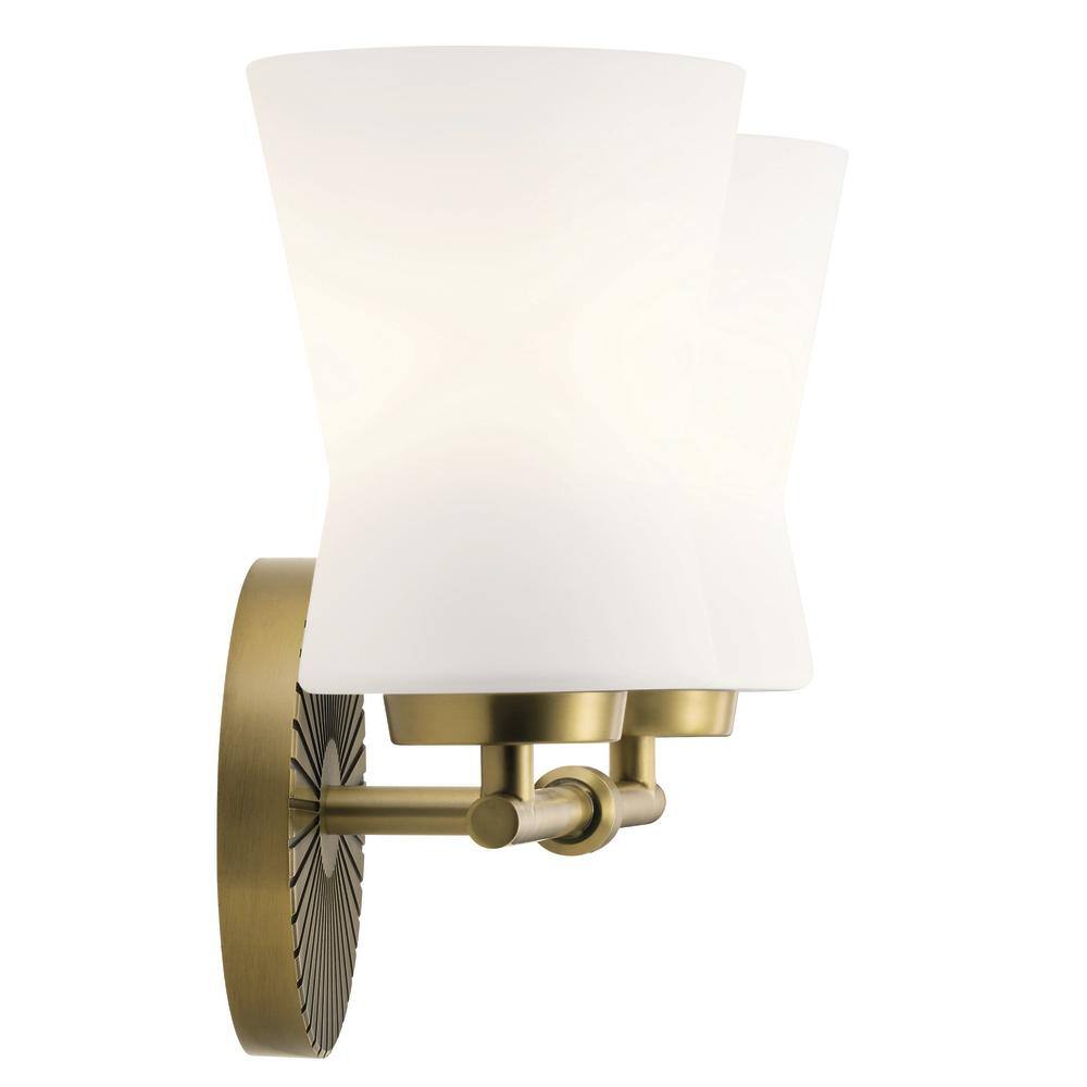 Brianne Brushed Brass 2-Light Vanity with Etched Glass Shades