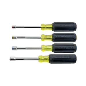 4- Piece Heavy Duty Nut Driver Set with 4 in. Full Hollow Shaft - Cushion Grip Handles