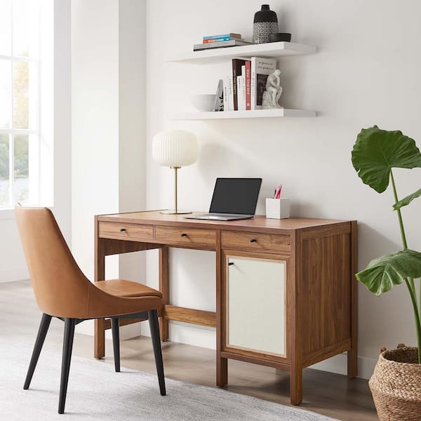 Capri 49 in. Recatanglar Walnut Wood Grain Office Desk