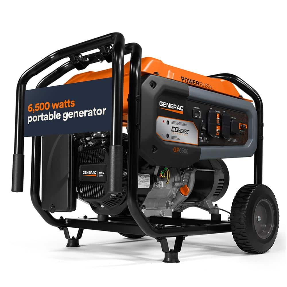 8125 / 6500-Watt Gasoline Powered Portable Generator with COSense - GP6500 -  Generac, 7680