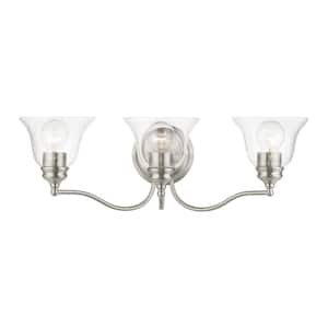 Crestridge 24 in. 3-Light Brushed Nickel Vanity Light with Clear Glass