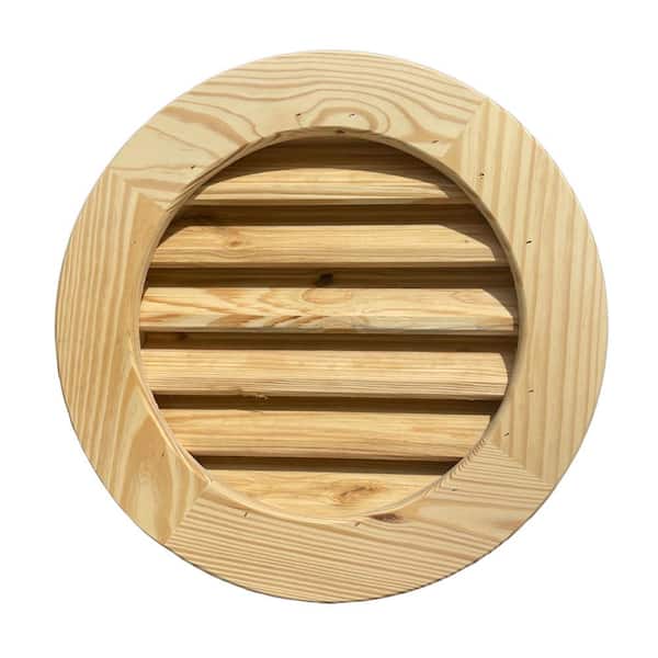 Al's Millworks 18 in. x 18 in. Round Pine Wood Built-in Screen Vent with 1 x 4 Trim Gable Vent