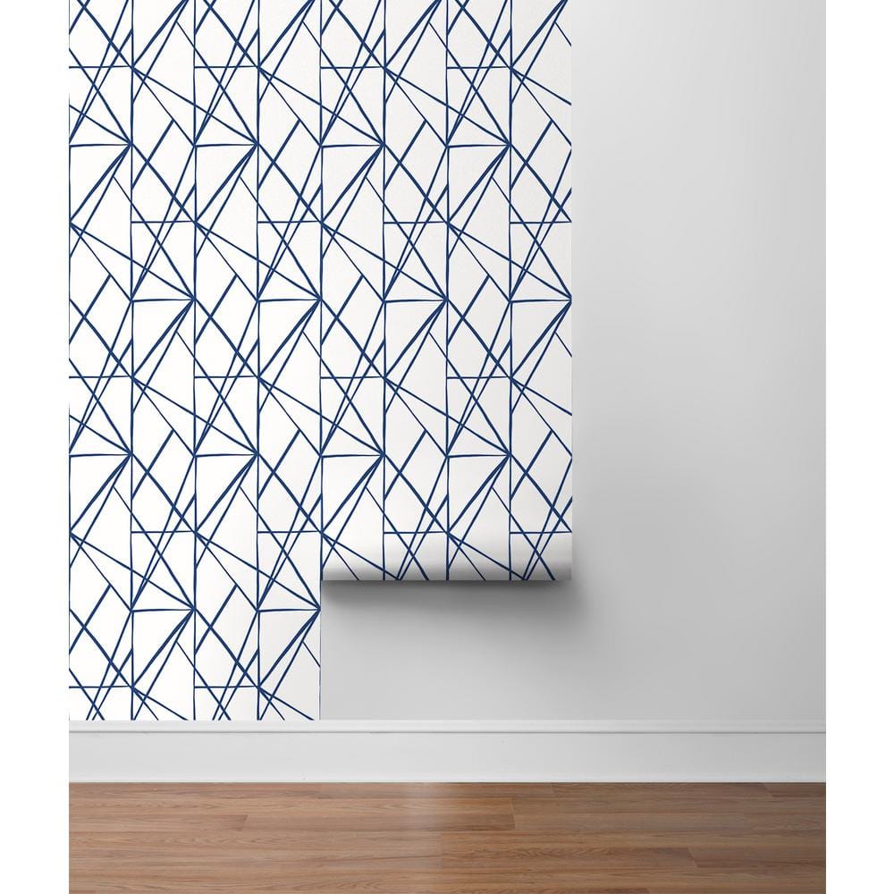 Navy Blue Geometric Peel and Stick Vinyl Wallpaper