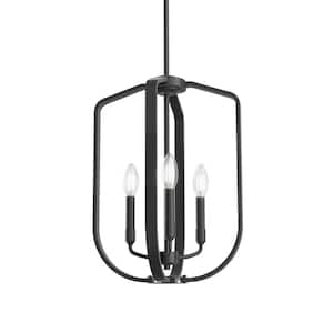 Ettore 3-Light Black Pendant with Cage Light Display