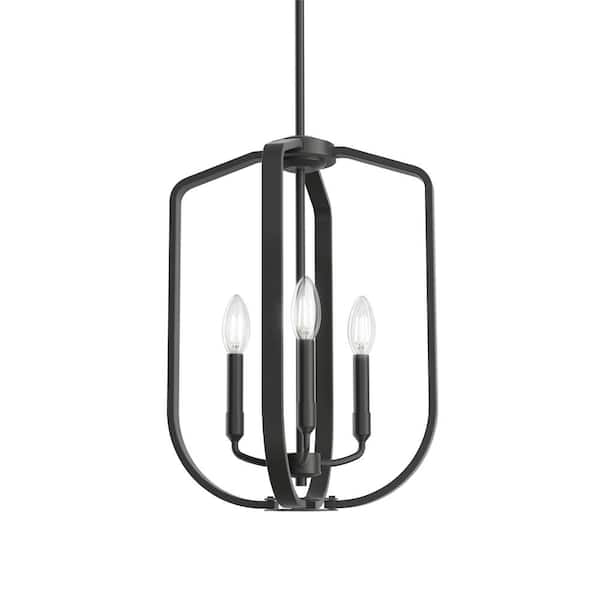 KICHLER Ettore 3-Light Black Pendant with Cage Light Display