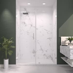 Nirvana 55 in. W x 76 in. H Frameless Hinged Shower Door in Chrome with 3/8 in. Clear Glass