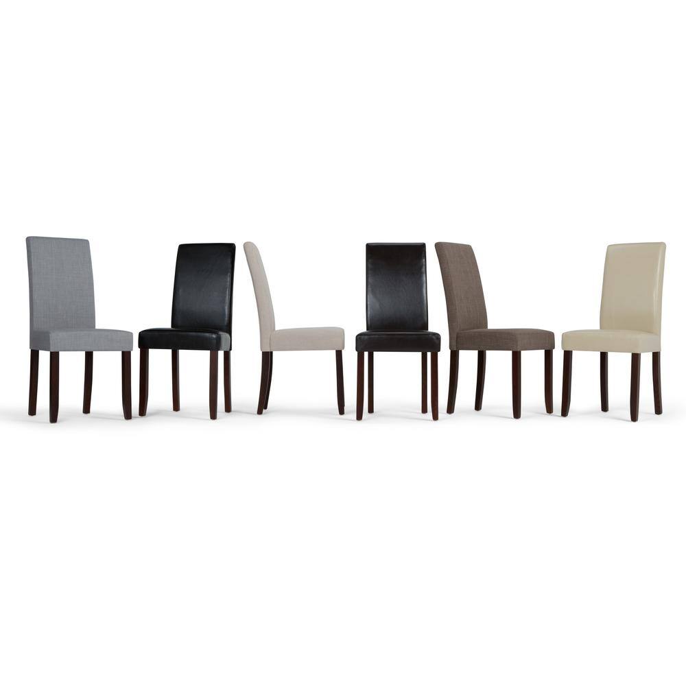 Elegant Dove Grey Linen Upholstered Parsons Dining Chair