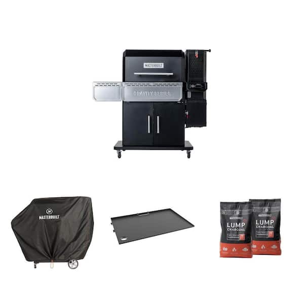 Gravity Series Digital Charcoal Grill Smoker Combo with Cover, Griddle Insert and Lump Charcoal (2-Pack)
