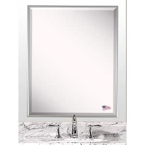 34 in. W x 40 in. H Framed Rectangular Beveled Edge Bathroom Vanity Mirror in Silver