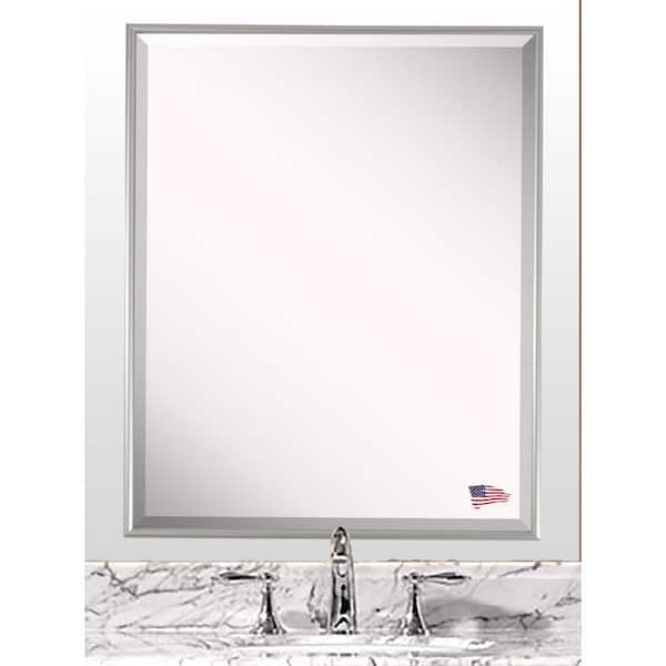Unbranded 16 in. W x 20 in. H Framed Rectangular Beveled Edge Bathroom Vanity Mirror in Silver