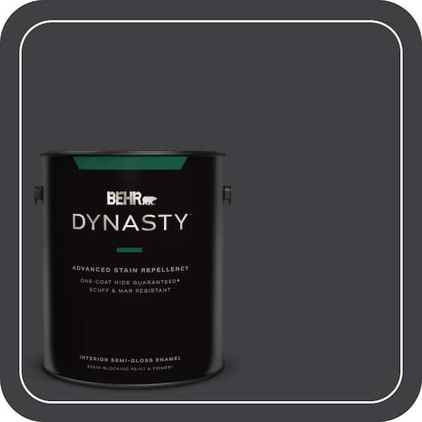 BEHR DYNASTY 1 gal. #ECC-10-2 Jet Black Semi-Gloss Enamel Interior Stain-Blocking Paint & Primer