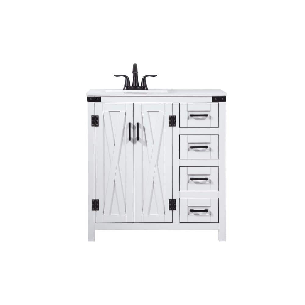 Simply Living 32 in. W x 19 in. D x 34 in. H Bath Vanity in White with Ivor