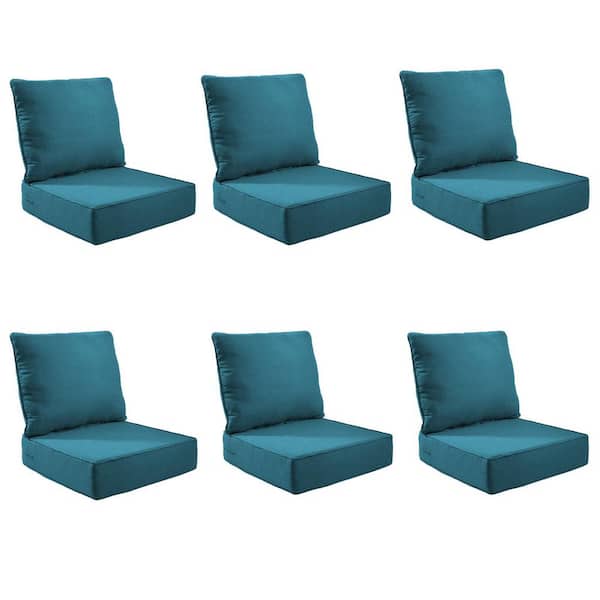 moosprr Modern 24 in. x 24 in. x 6 in. 12-Piece Deep Seating Outdoor Lounge Chair Thick Cushion Set in Peacock Green (6-Set)